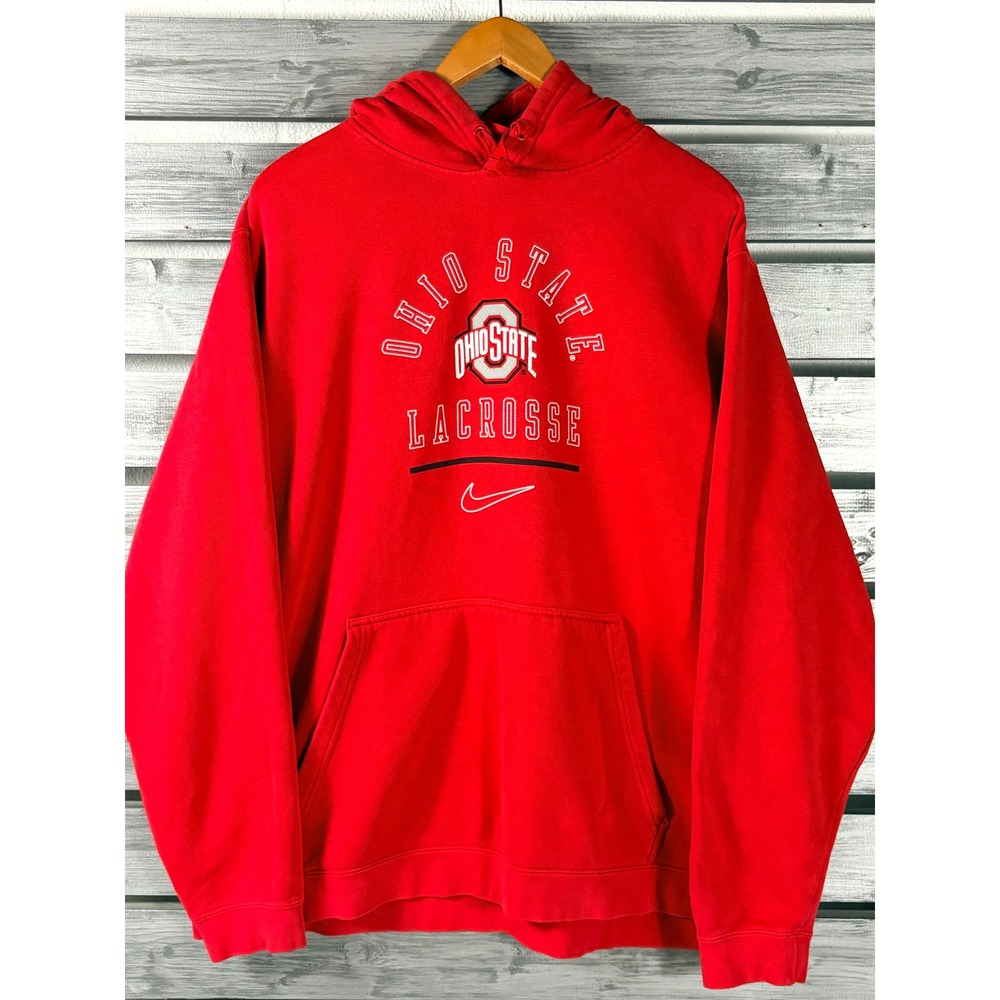 Nike Ohio State Buckeyes Lacrosse Hoodie Mens XXL Red Pullover Sweatshirt